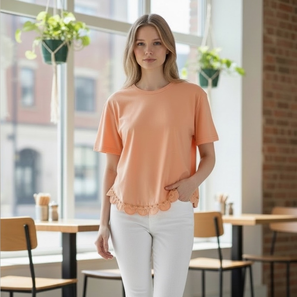 108 • Scallop Hem Sherbet Orange Tee